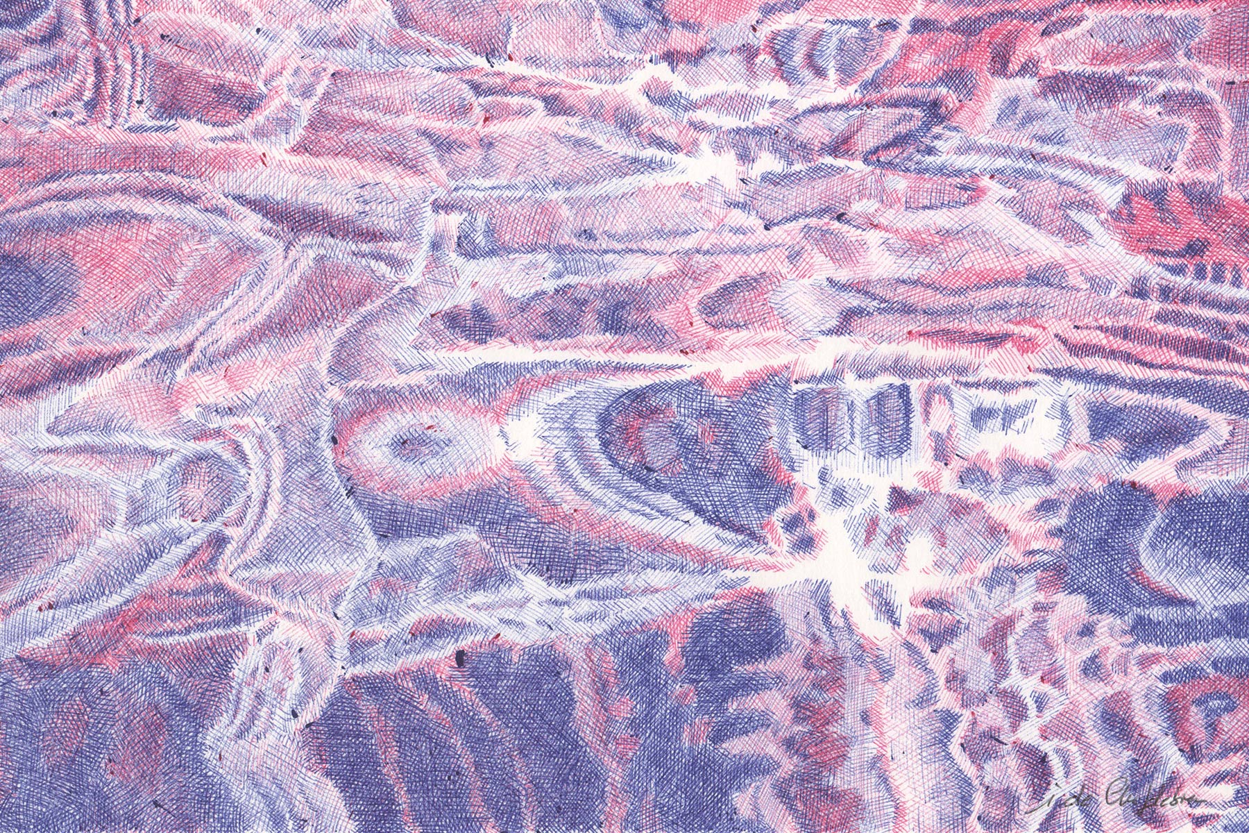 Waters III, 2021 – BIC ballpoint pen on paper – 30x40 cm - Inès de Chefdebien