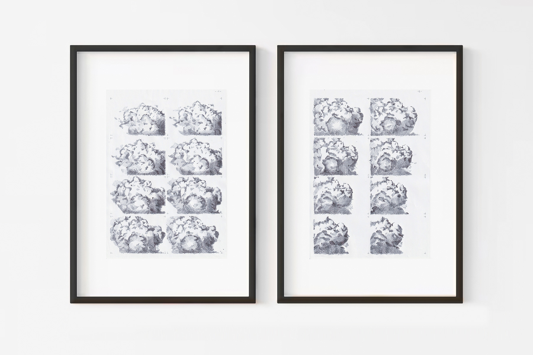 Nuages IV, 2019 – Ballpoint pen on paper – diptych 29.7x21 cm - Inès de Chefdebien