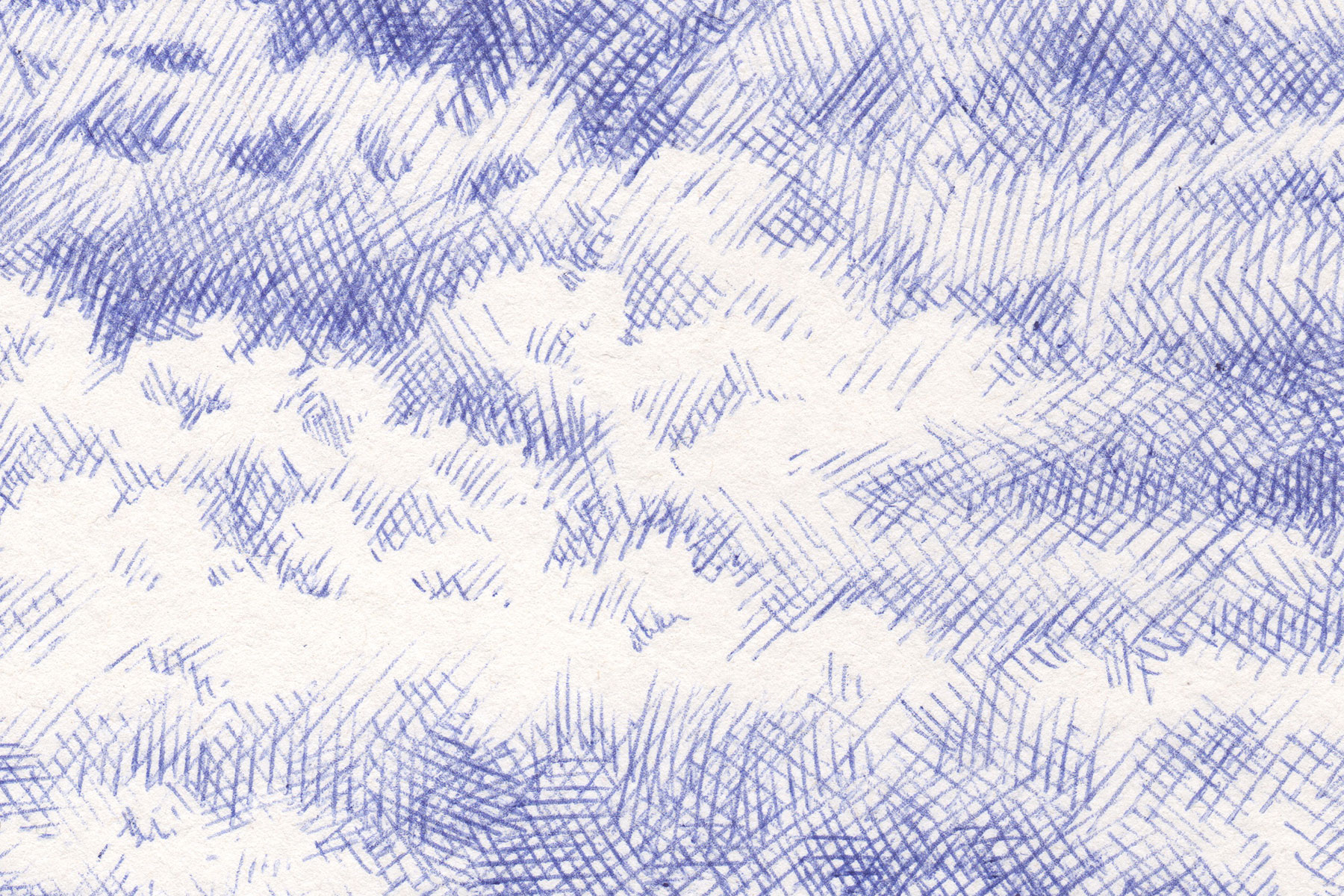 Nuages XXI, 2022 – BIC ballpoint pen on paper – 21x28 cm - Inès de Chefdebien