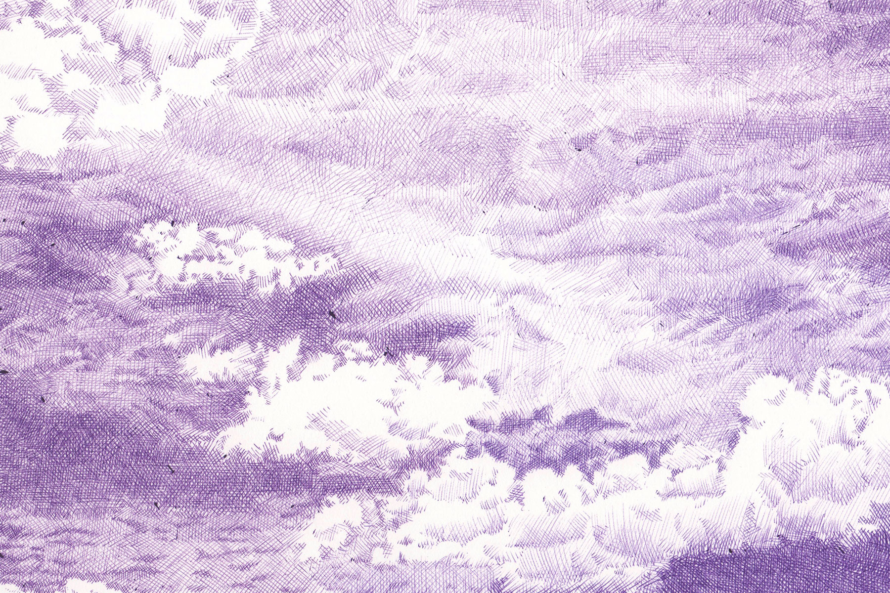 Nuages XII, 2021 – BIC ballpoint pen on paper – 30x40 cm - Inès de Chefdebien
